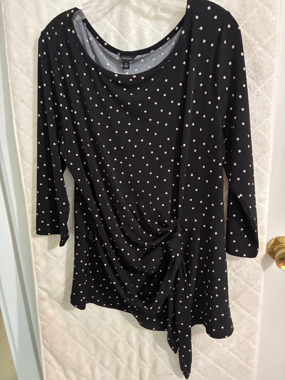 Ann Taylor women's poly spandex blouse with gather at the waist with side tie Si